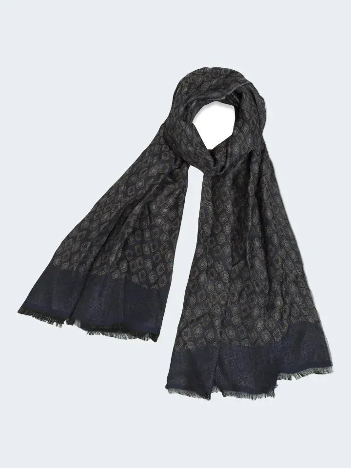 Sand S375 sciarpa lana fantasia blu navy 48x180