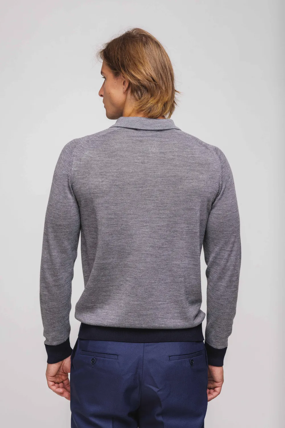 Alain Delon polo grigia con zip in lana taglia M