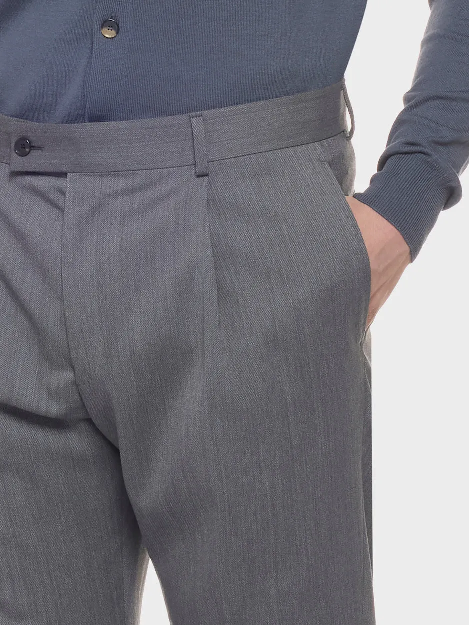Caruso Pantalone Carrot Fit Lana Grigio