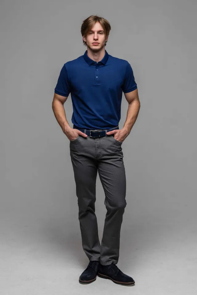 Alain Delon pantaloni casual pied-de-poule marrone grigio