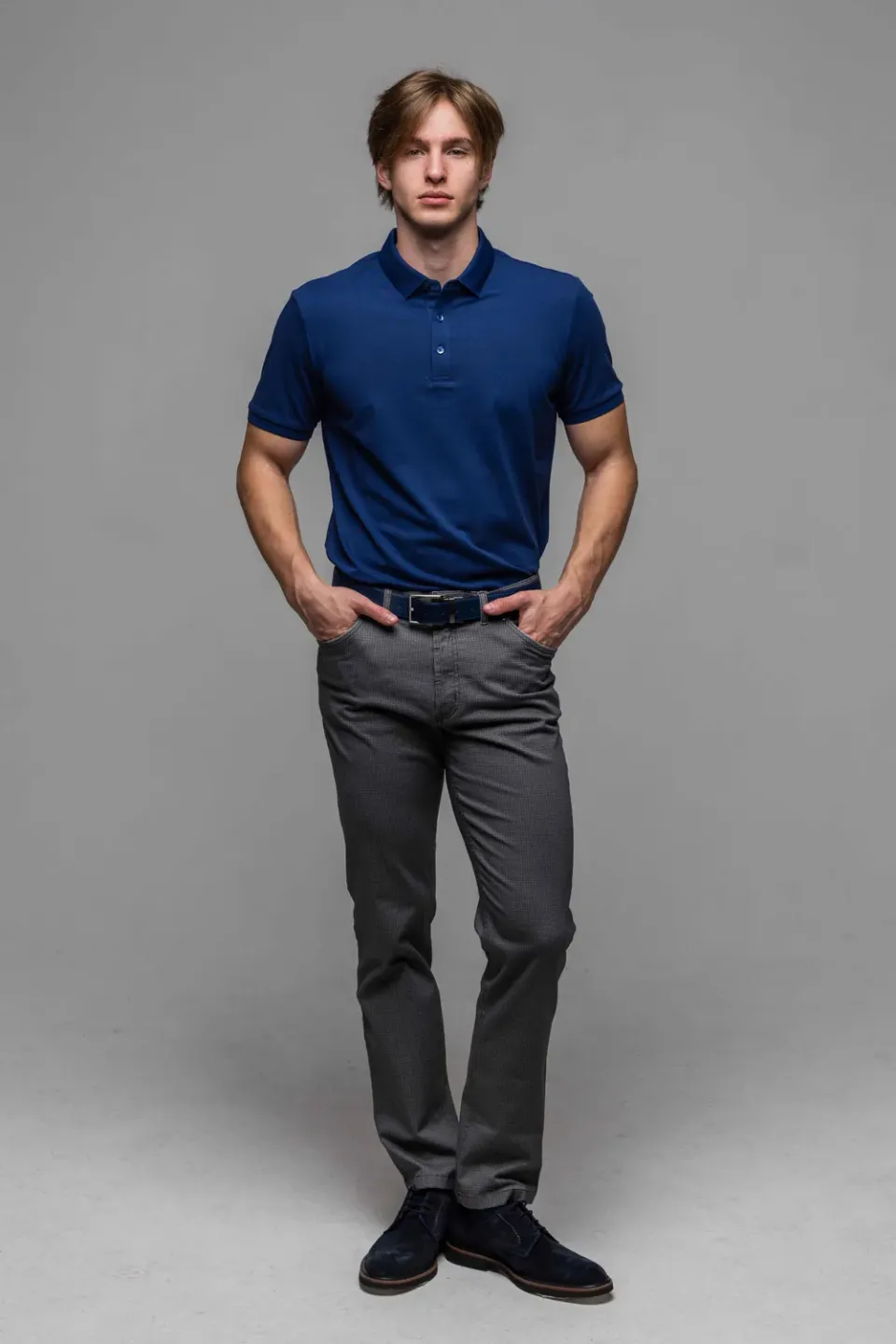 Alain Delon pantaloni casual pied-de-poule marrone grigio