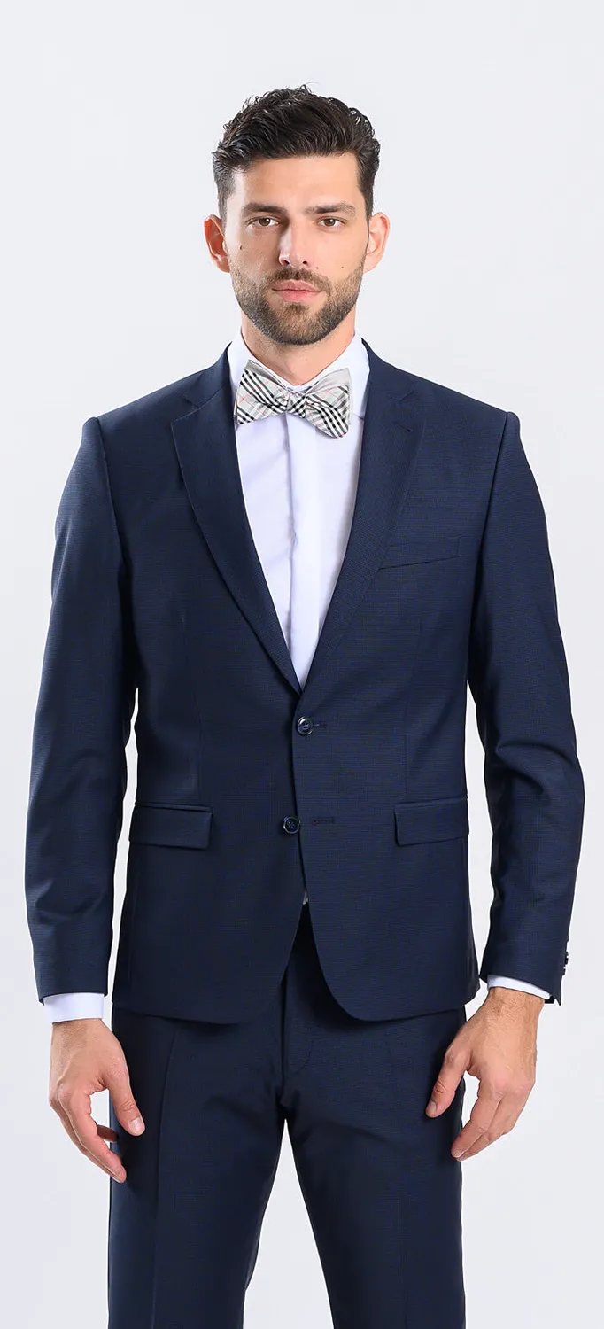Alain Delon abito slim fit blu quadretti XL