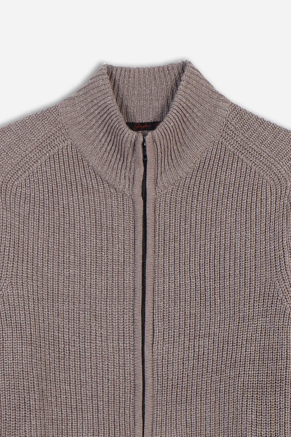 Sonny Bono maglia full zip costina sabbia collo in piedi
