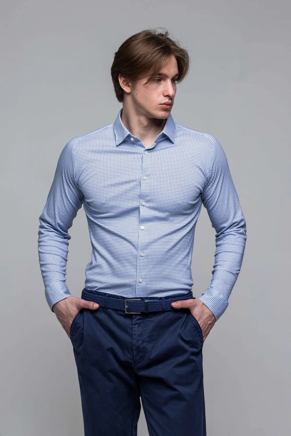 Alain Delon camicia stretch 13451 uomo elasticizzata