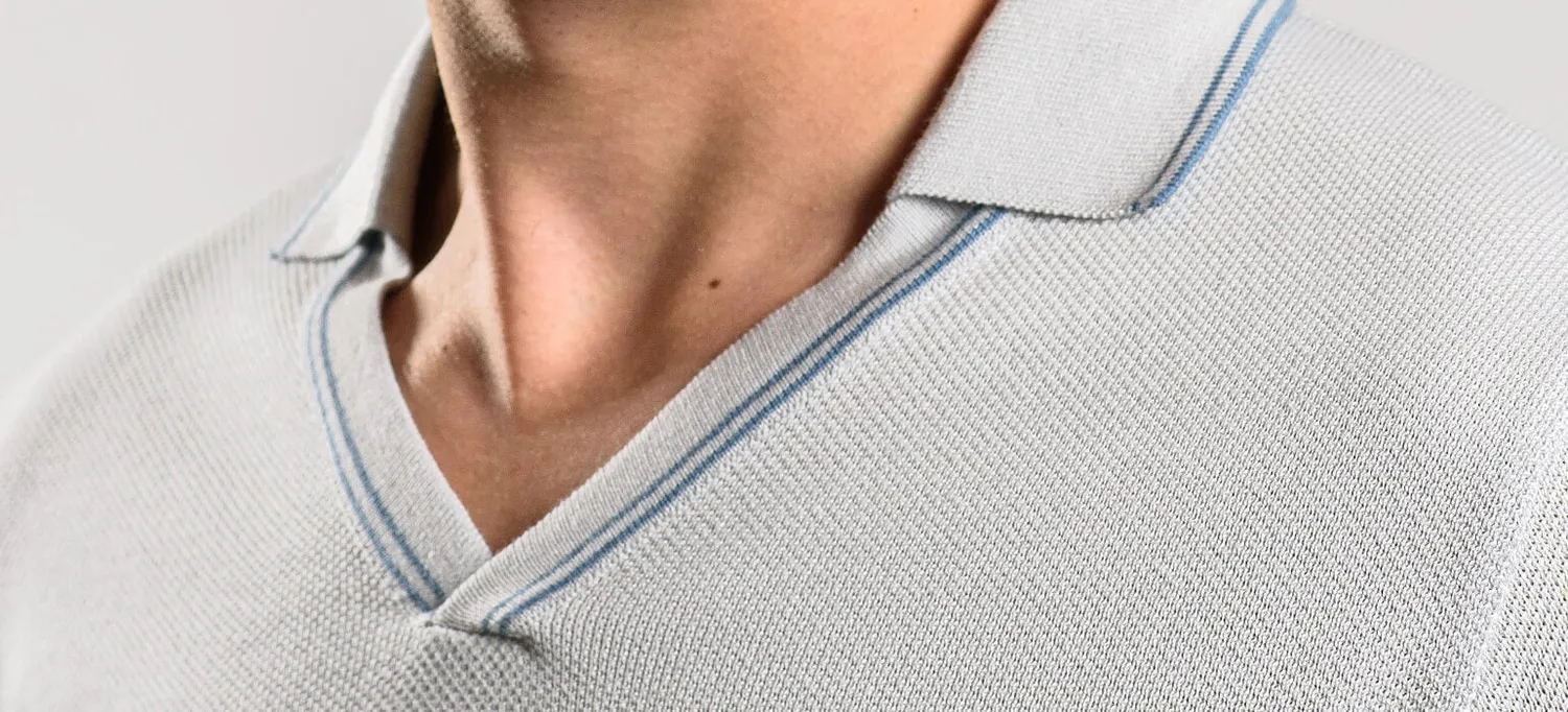 Alain Delon Pullover Cotone Grigio S Collo Camicia