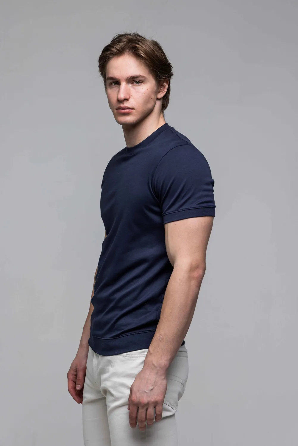 Alain Delon t-shirt blu scuro 100% cotone manica corta