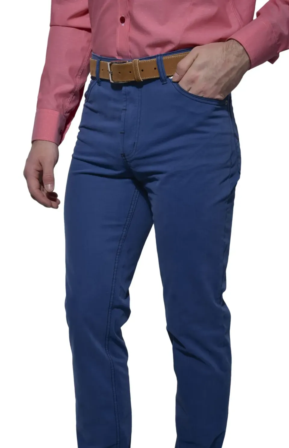 Alain Delon Blu pantalone 5 tasche slim fit elastane