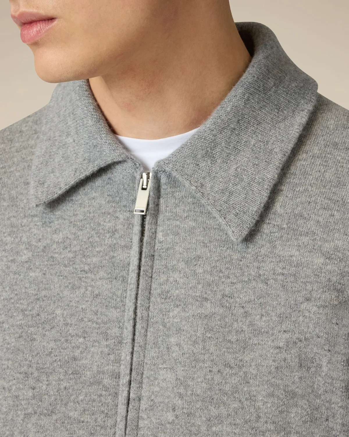 Lardini bomber maglia lana grigio panna zip