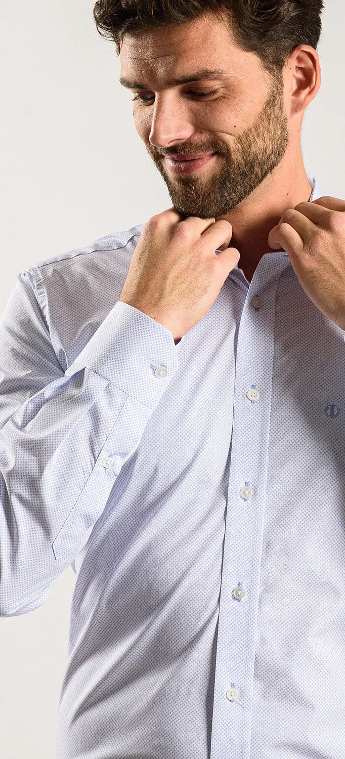 Alain Delon Basic camicia slim fit azzurra fantasia 41 cotone