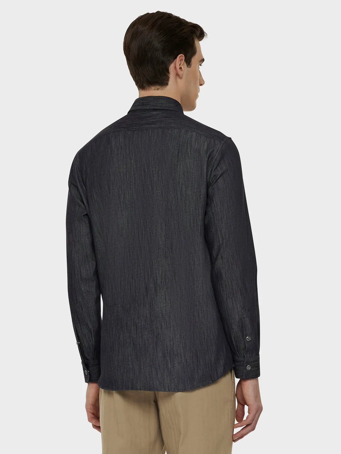 Caruso camicia denim cotone blu scuro texana uomo