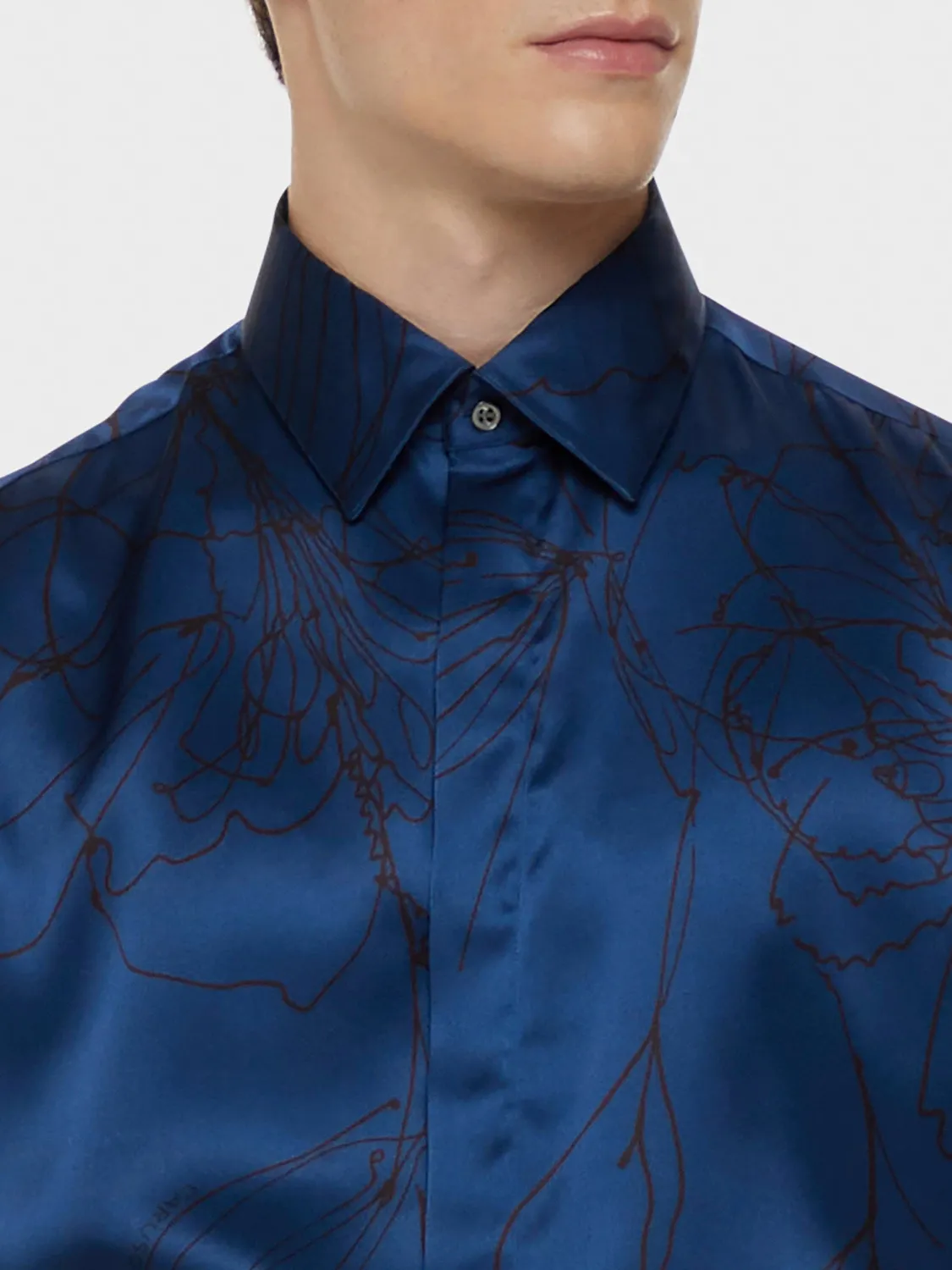 Caruso camicia seta floreale blu