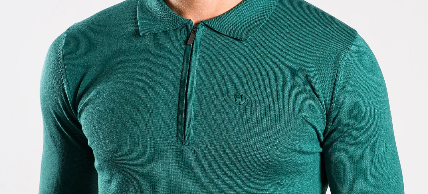 Alain Delon Polo Manica Lunga Verde Taglia S Zip