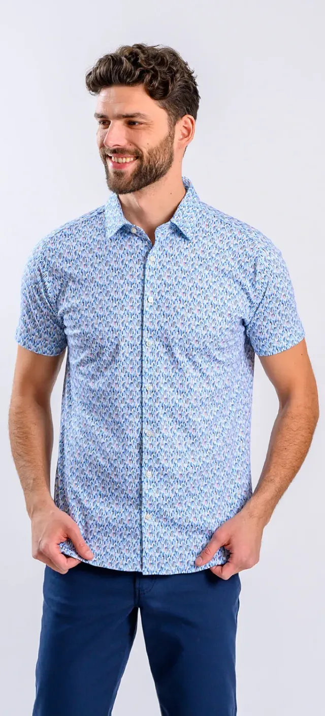Alain Delon camicia manica corta stretch fantasia