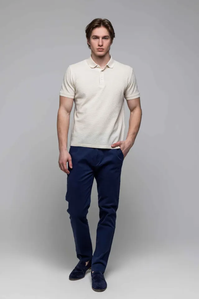 Alain Delon polo beige manica corta cotone texture