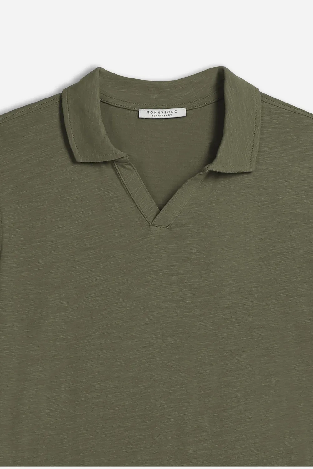 Sonny Bono Polo Slub Verde Militare Collo Derby