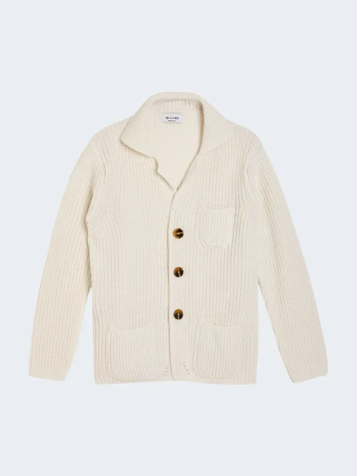 Sand Menswear 5632 Dean cardigan coste inglesi panna