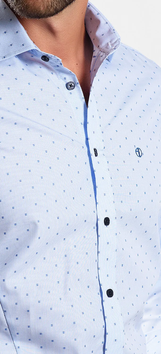 Alain Delon camicia azzurra fantasia Extra Slim cotone