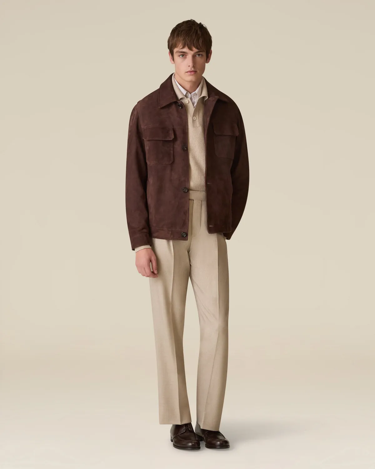 Lardini polo beige lana cashmere manica lunga