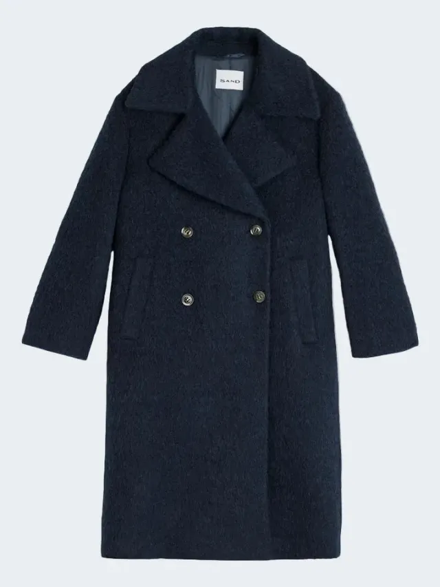 Sand Menswear Anke cappotto lungo mohair blu medio