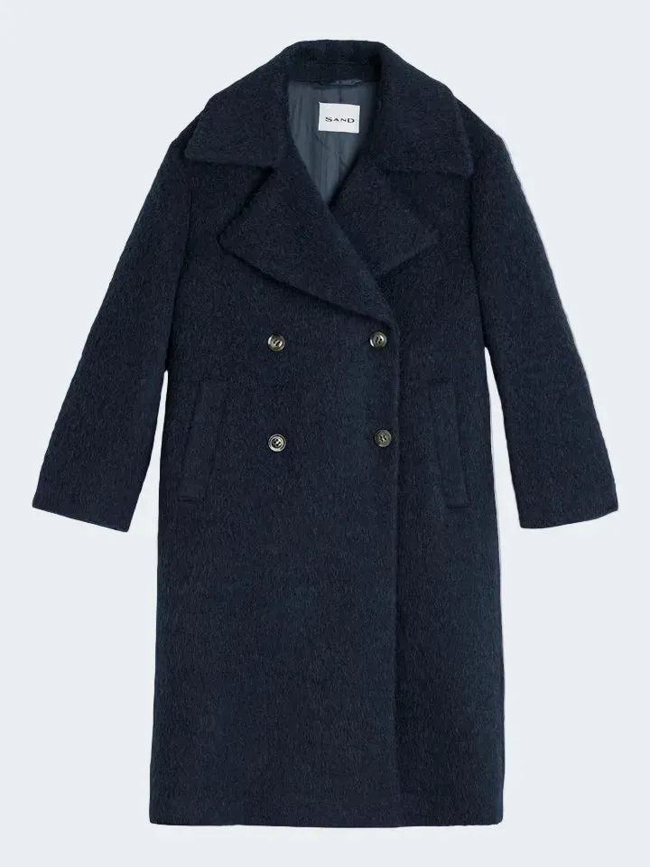 Sand Menswear Anke cappotto lungo mohair blu medio