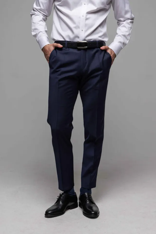 Alain Delon Basic pantaloni abito blu navy slim fit