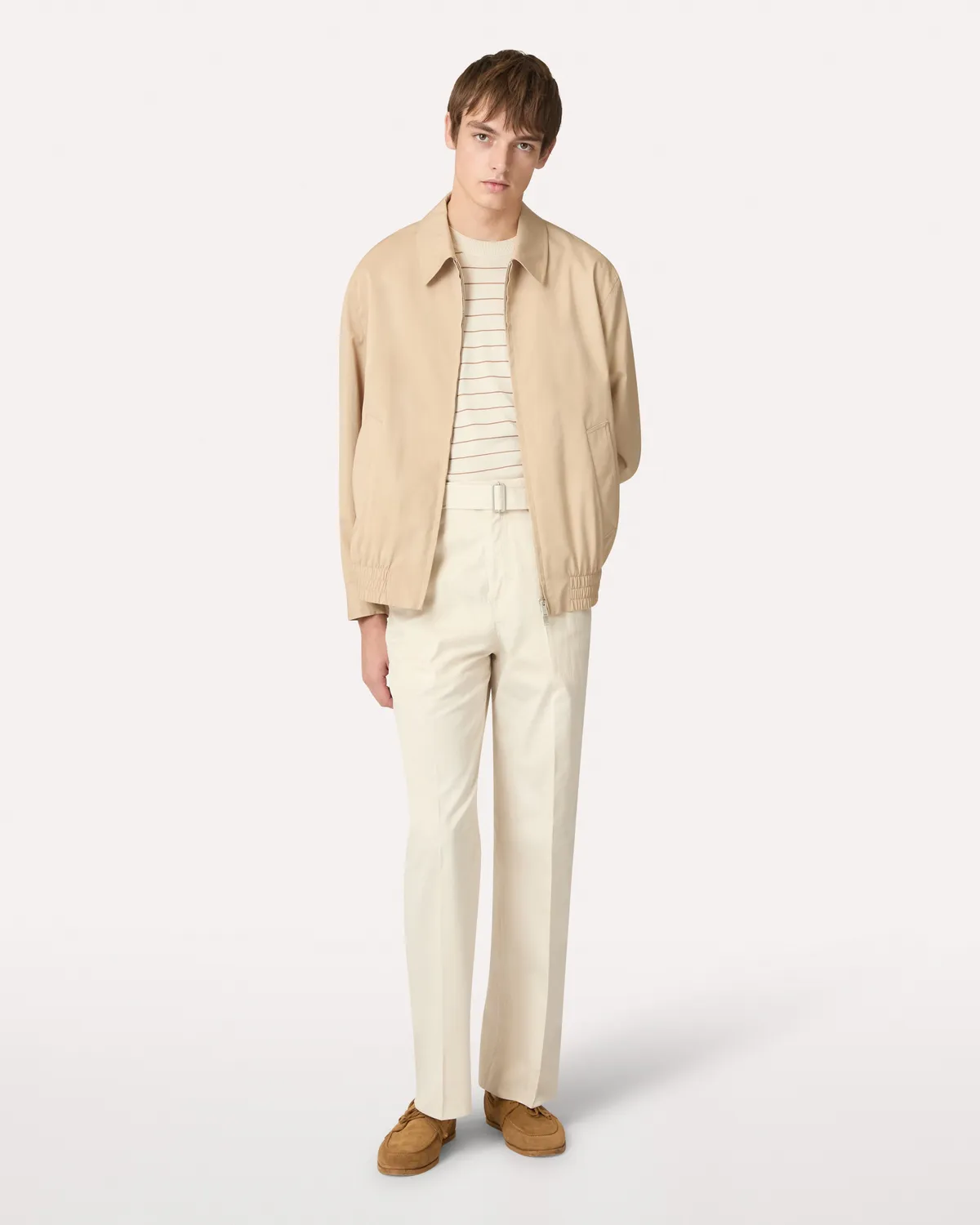 Lardini pantalone panna cotone e seta senza pieghe