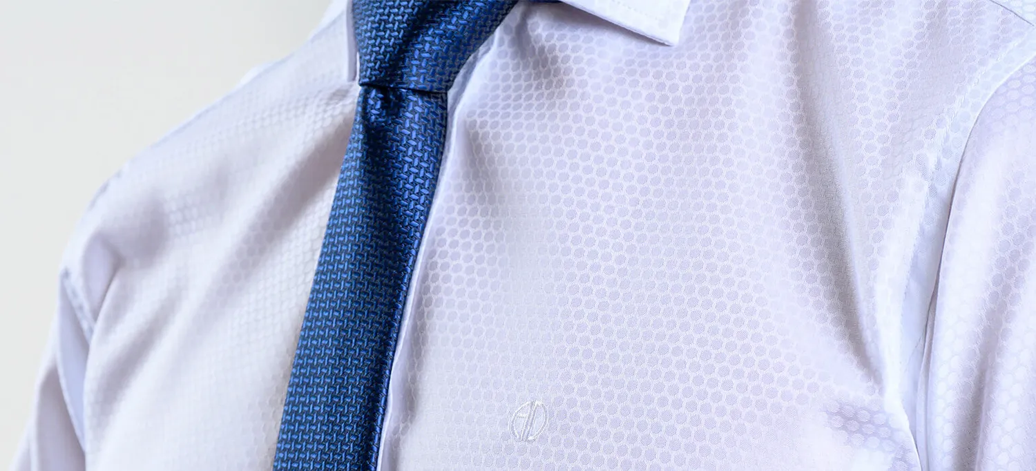 Alain Delon Camicia Bianca Pois Extra Slim Fit