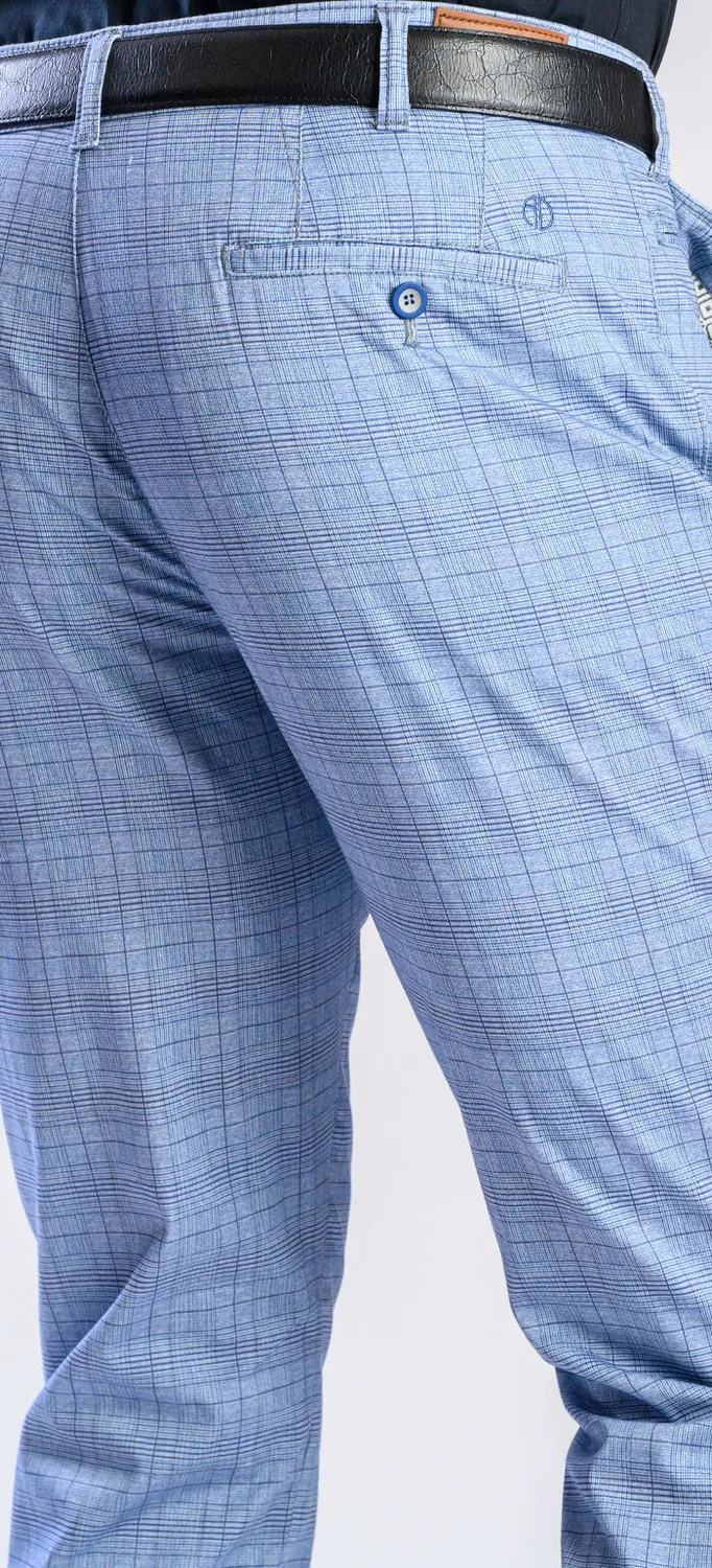 Alain Delon Chinos Azzurro Quadri Slim Fit