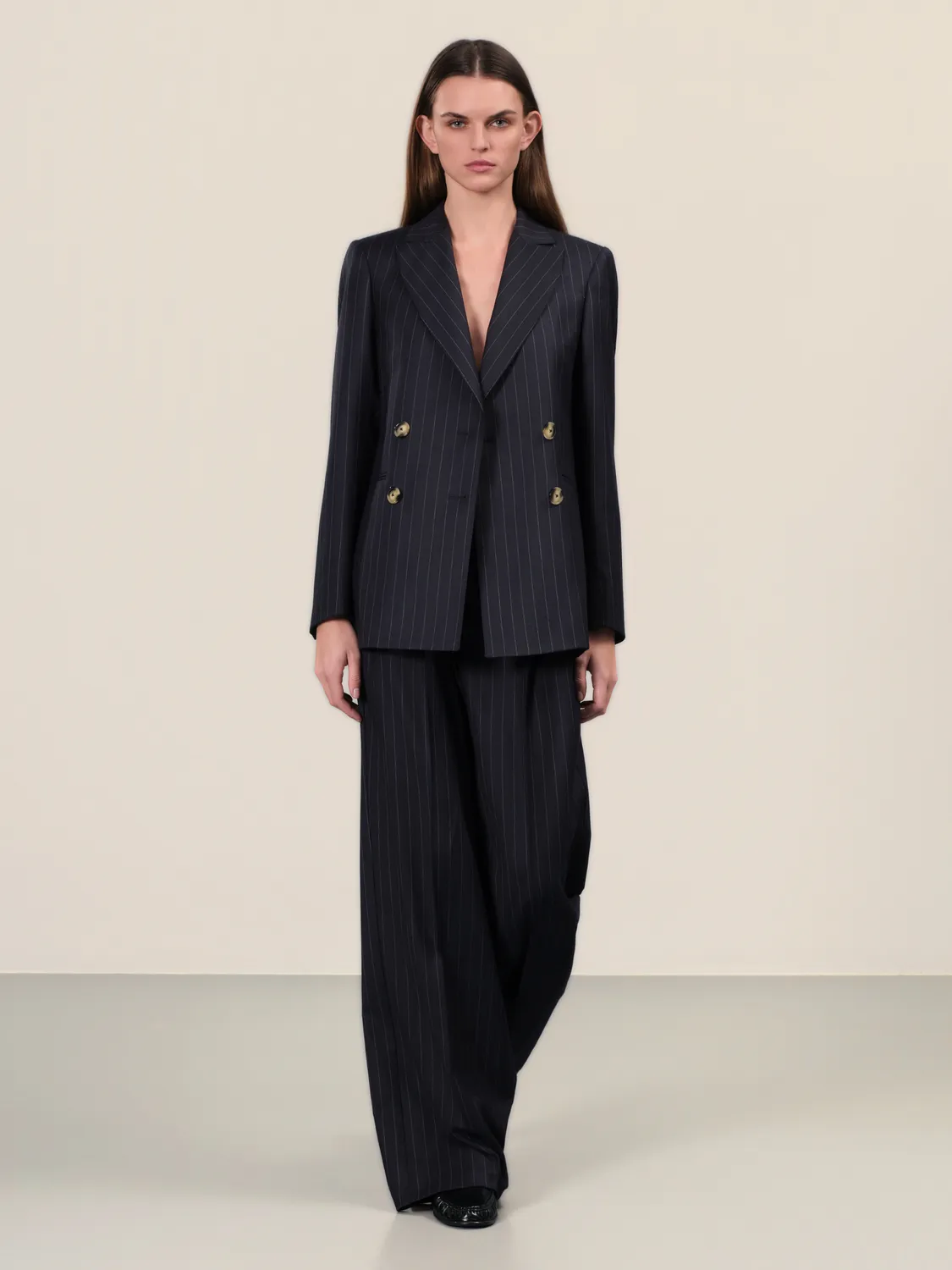 Sand Menswear Solene 2603 blazer doppiopetto gessato blu