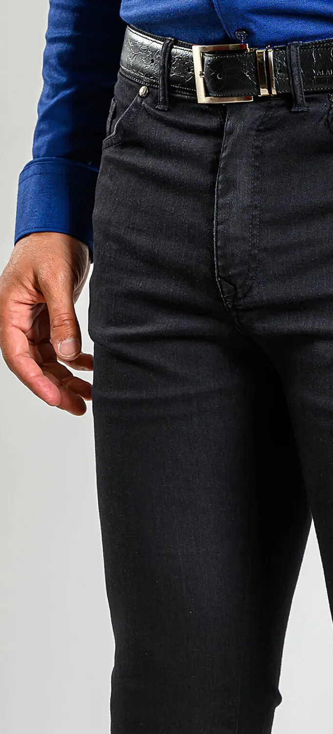 Alain Delon Jeans Uomo Slim Fit Neri Elasticizzati 32/34