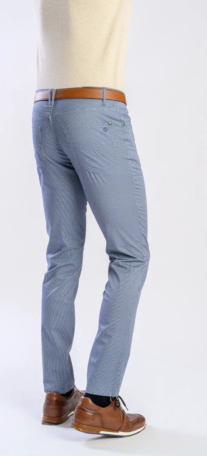 Alain Delon pantaloni slim fit blu grigio cotone