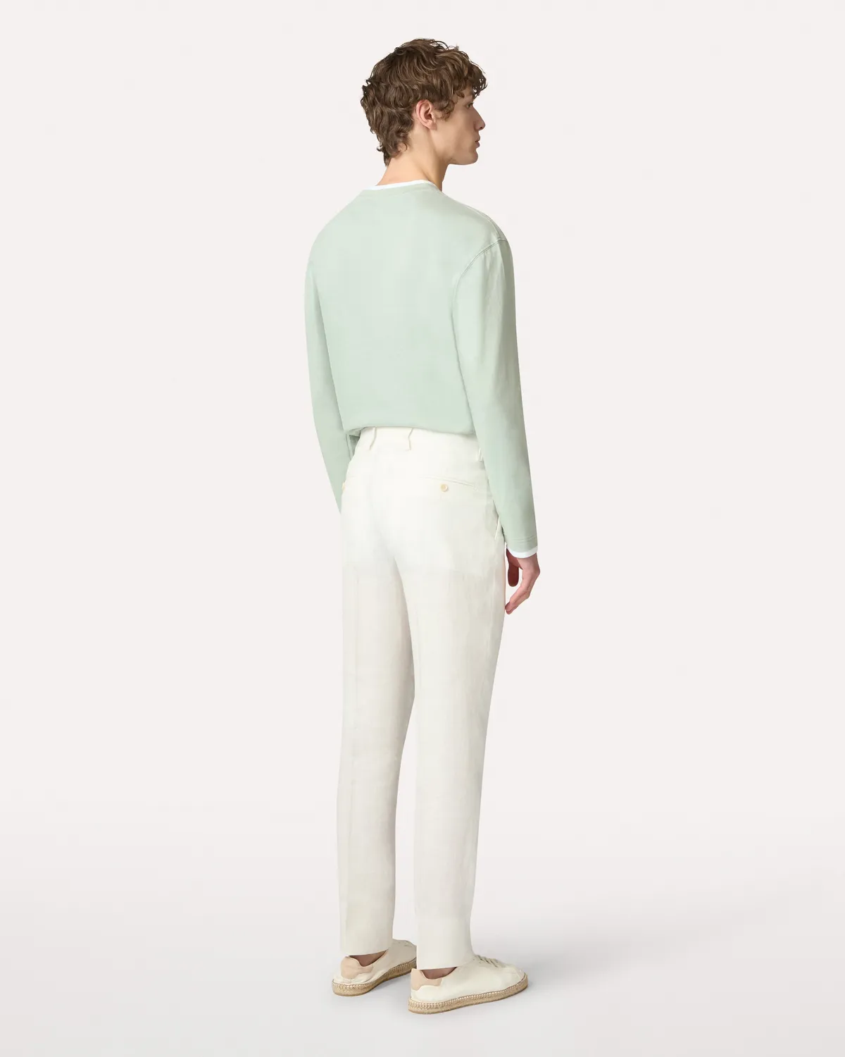 Lardini Pantalone Panna Lino Uomo Una Piega