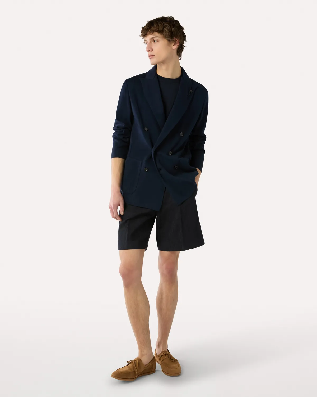 Lardini Giacca doppiopetto blu maglia cotone 6 bottoni
