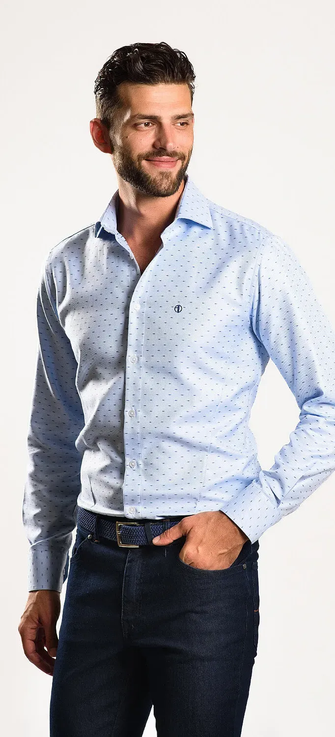 Alain Delon camicia extra slim fit blu a motivi
