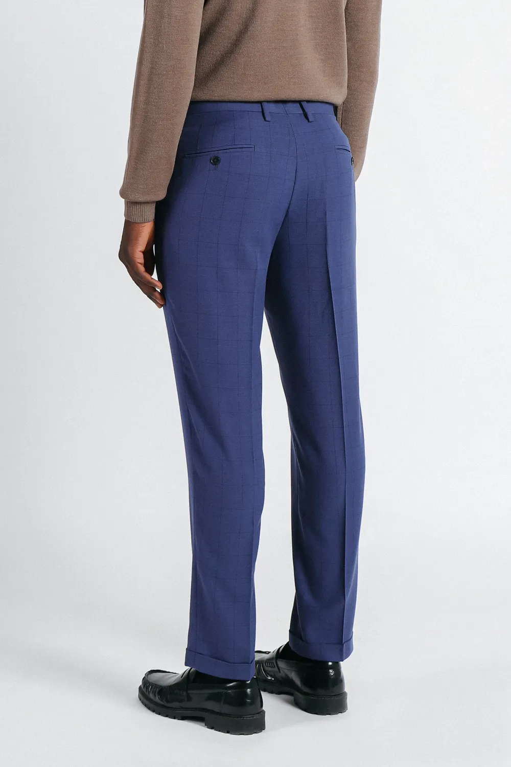 Sonny Bono pantalone abito quadri bluette comfort fit