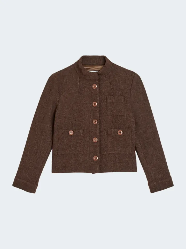 Sand Menswear Chili 6016 giacca bouclé marrone collo alto
