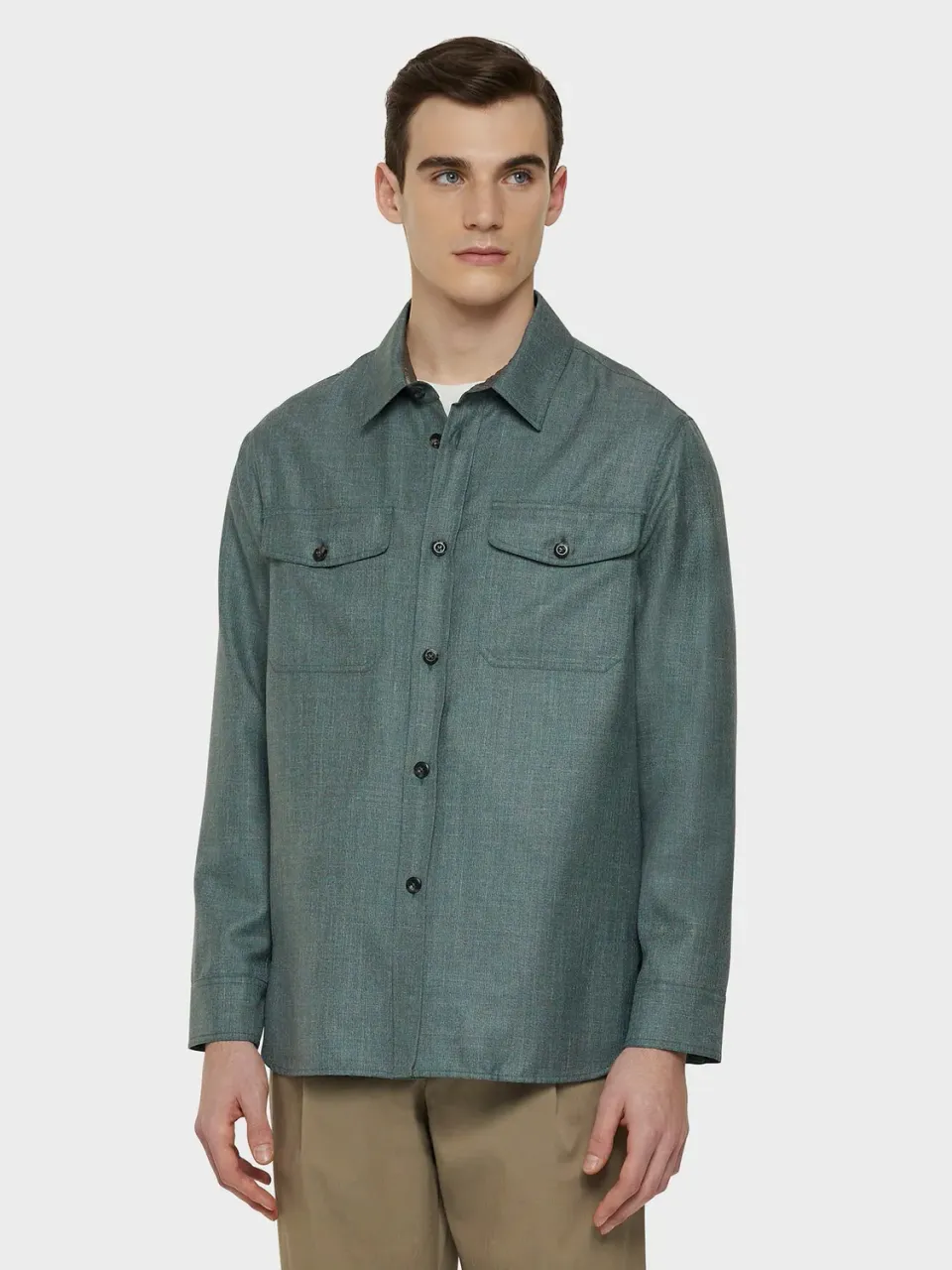 Caruso Aida overshirt lana seta lino verde