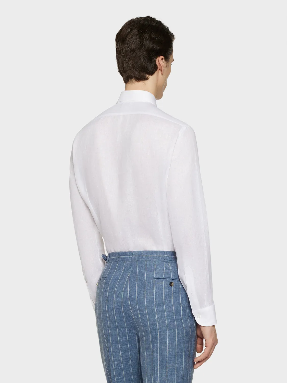Caruso camicia slim in lino bianca puro lino