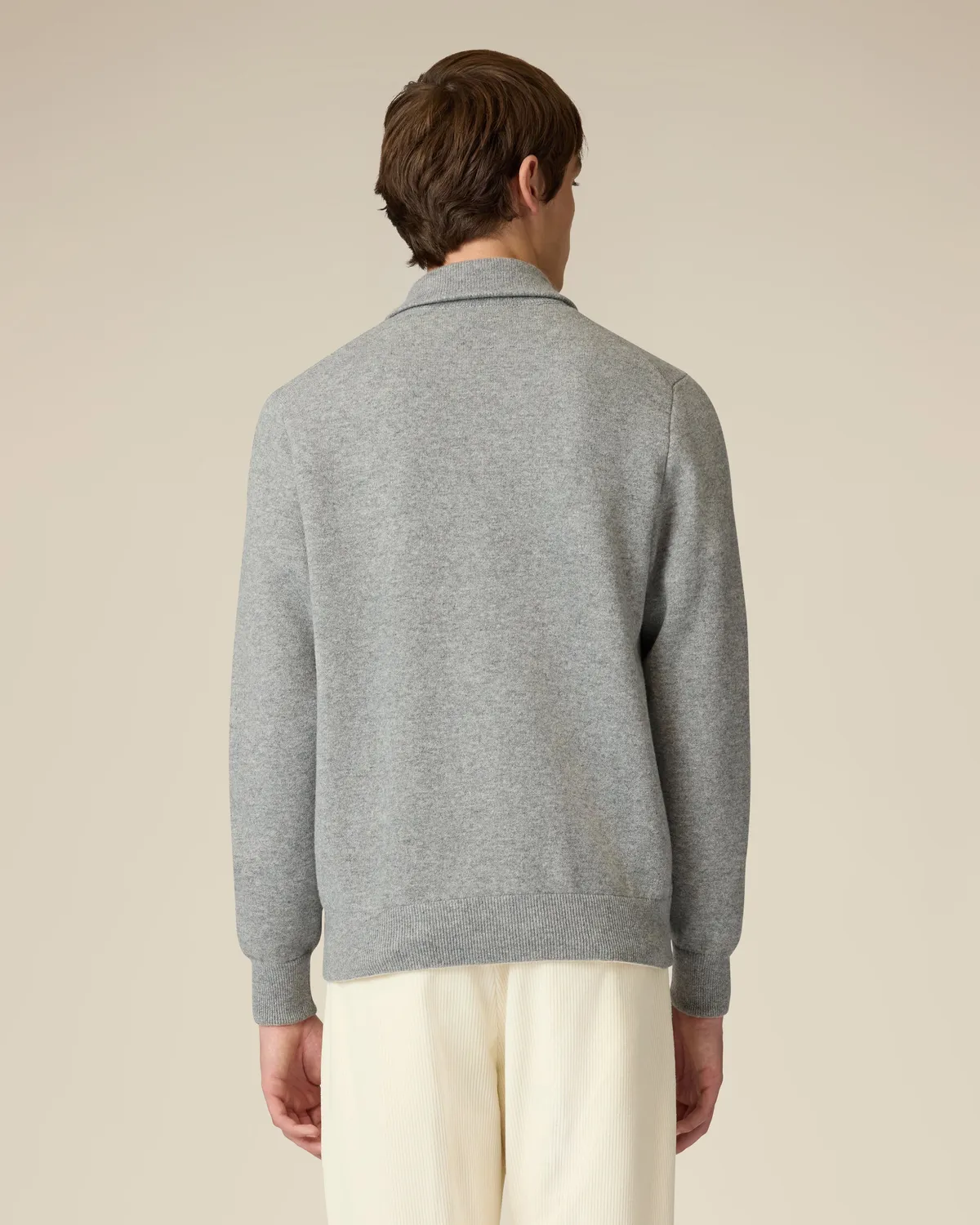 Lardini bomber maglia lana grigio panna zip