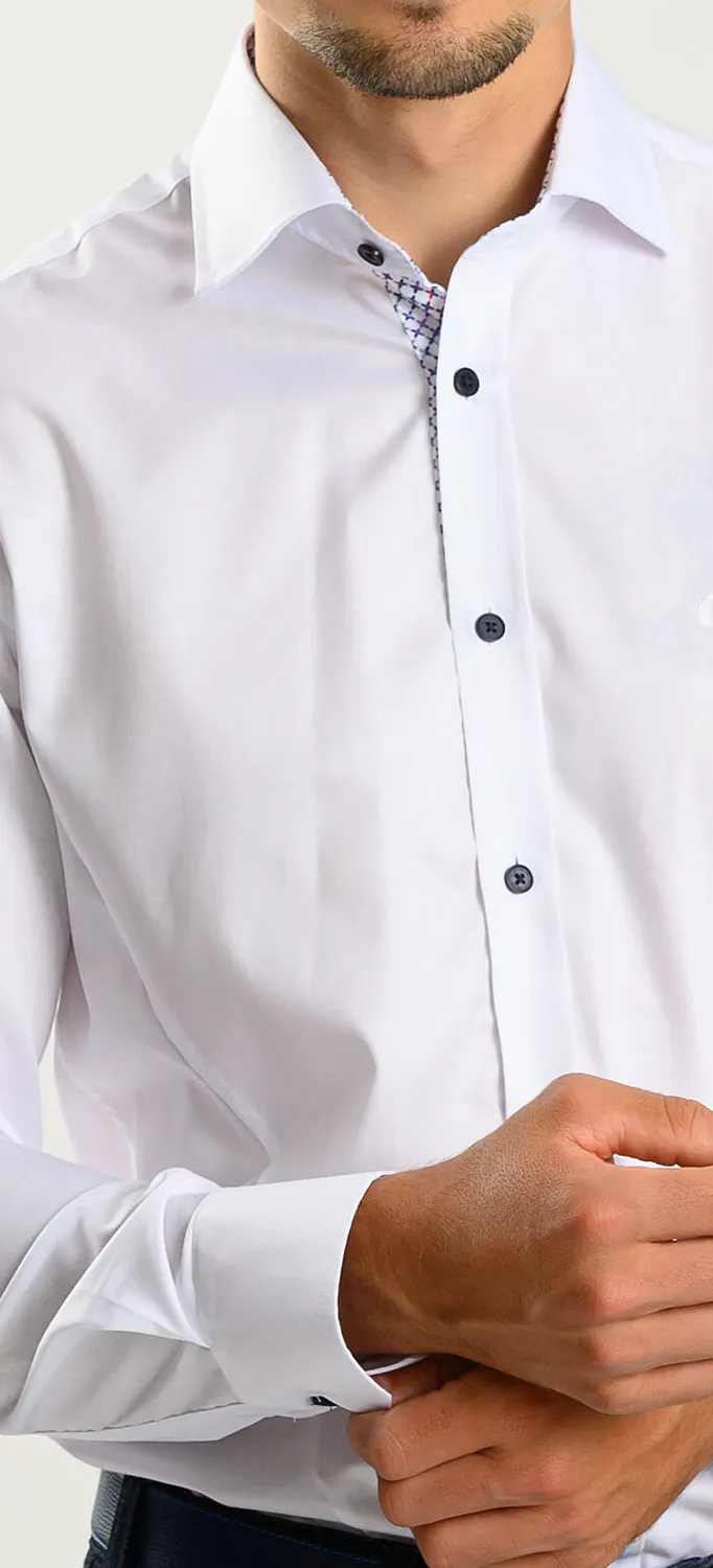 Alain Delon Camicia Bianca Extra Slim Fit Fantasia