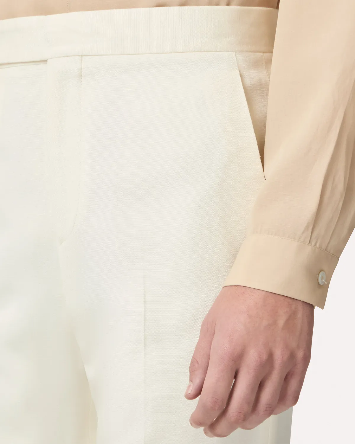 Lardini Pantalone EcoVero viscosa seta panna senza pinces