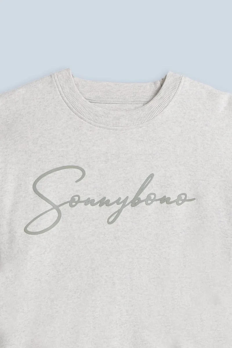 Sonny Bono felpa girocollo stampa 3D comfort fit ecru