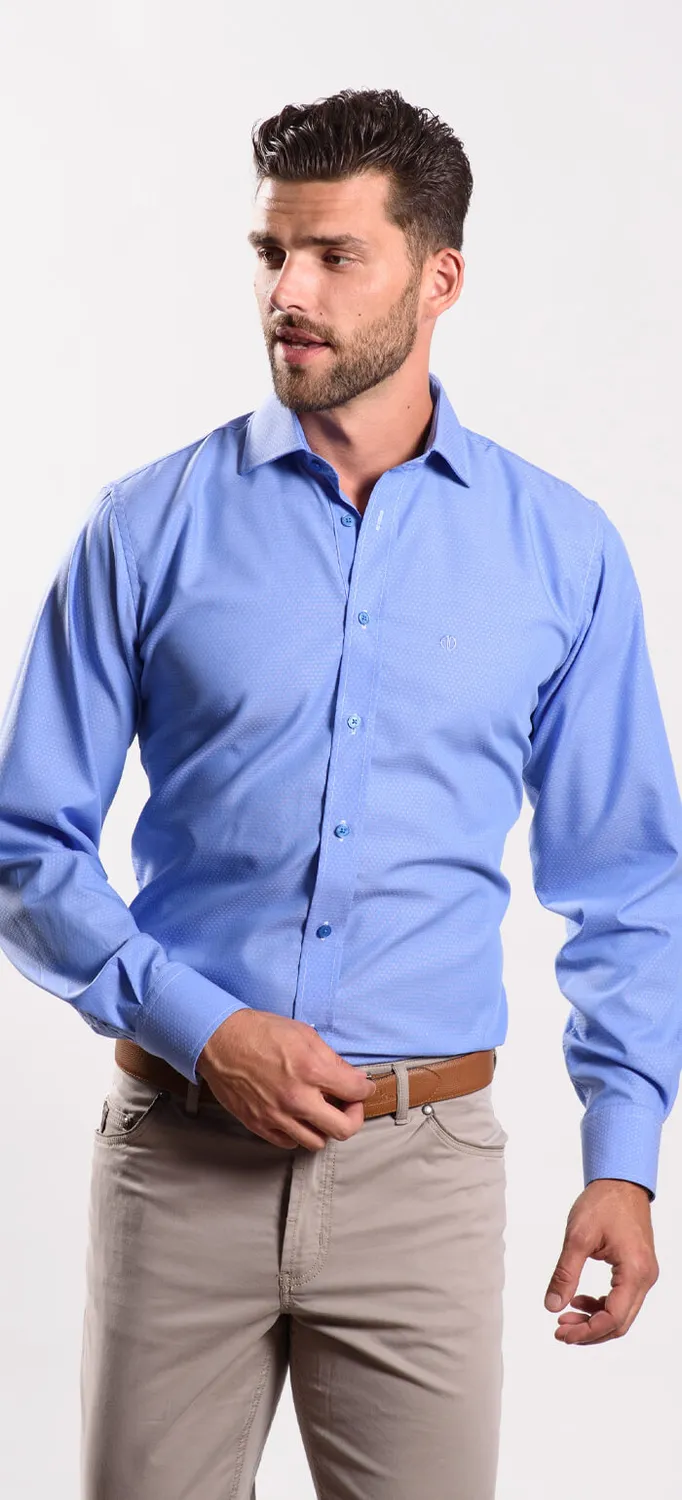 Alain Delon Slim Fit camicia azzurra 41-45 tono su tono