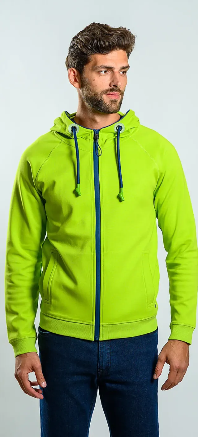 Alain Delon felpa verde cappuccio slim fit cotone