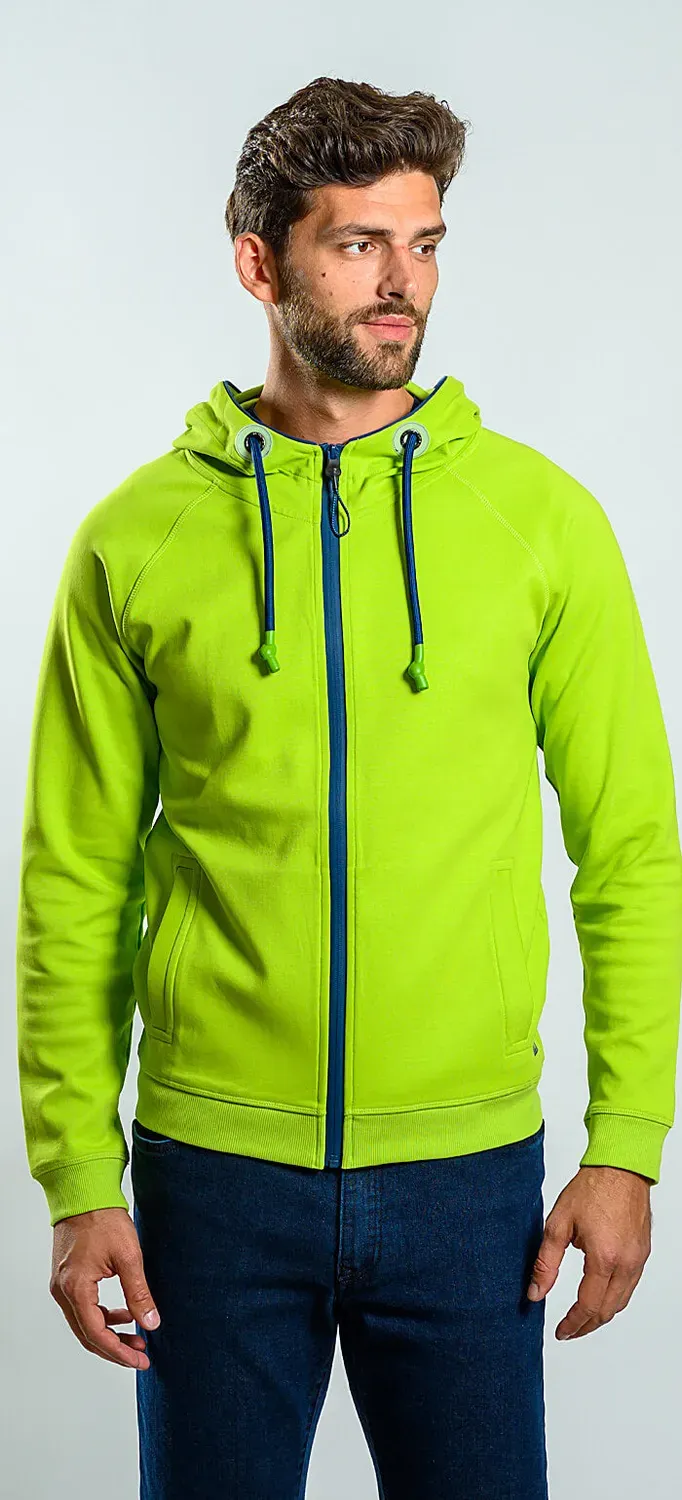 Alain Delon felpa verde cappuccio slim fit cotone