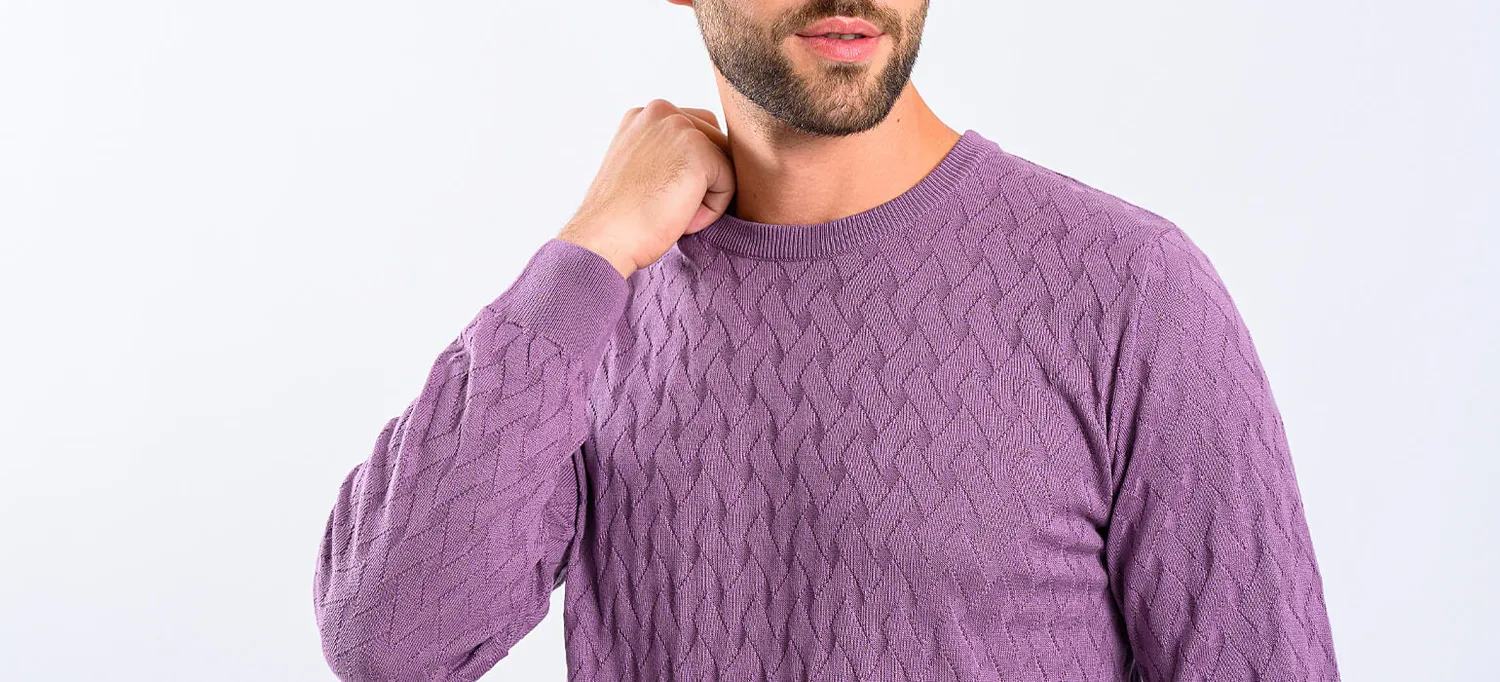 Alain Delon maglione viola in cotone slim fit