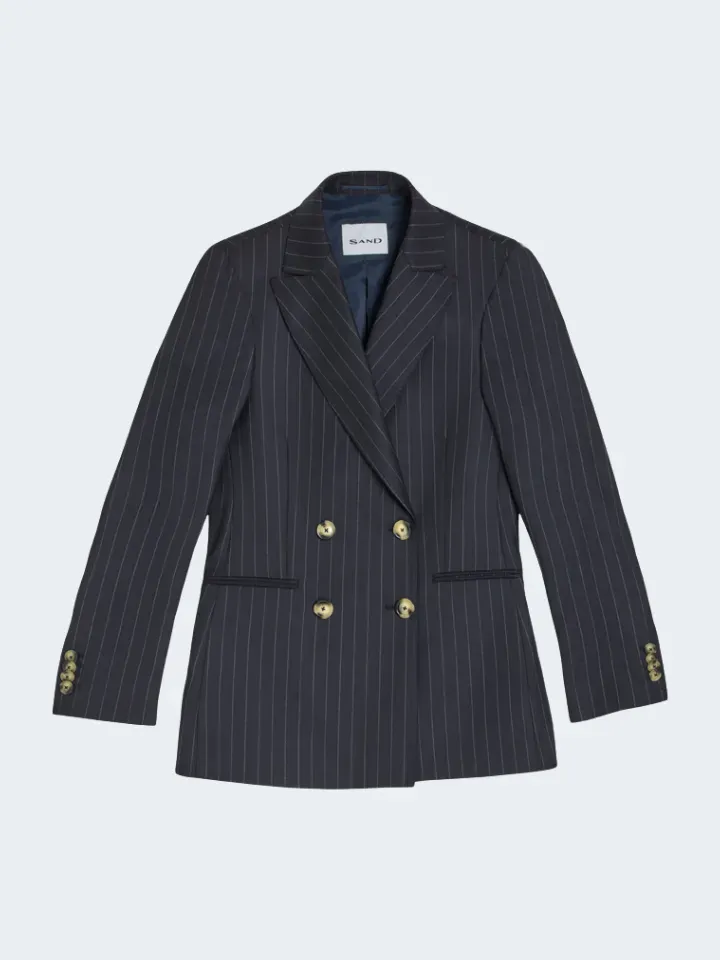 Sand Menswear Solene 2603 blazer doppiopetto gessato blu