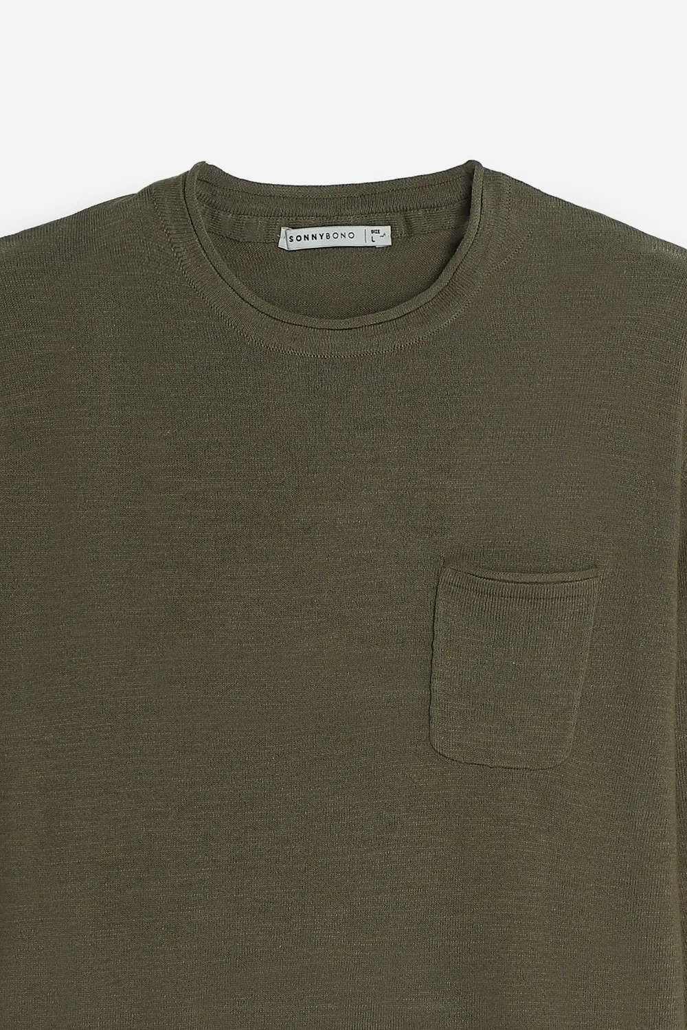 Sonny Bono Slub Taschino Maglia Verde Militare Cotone
