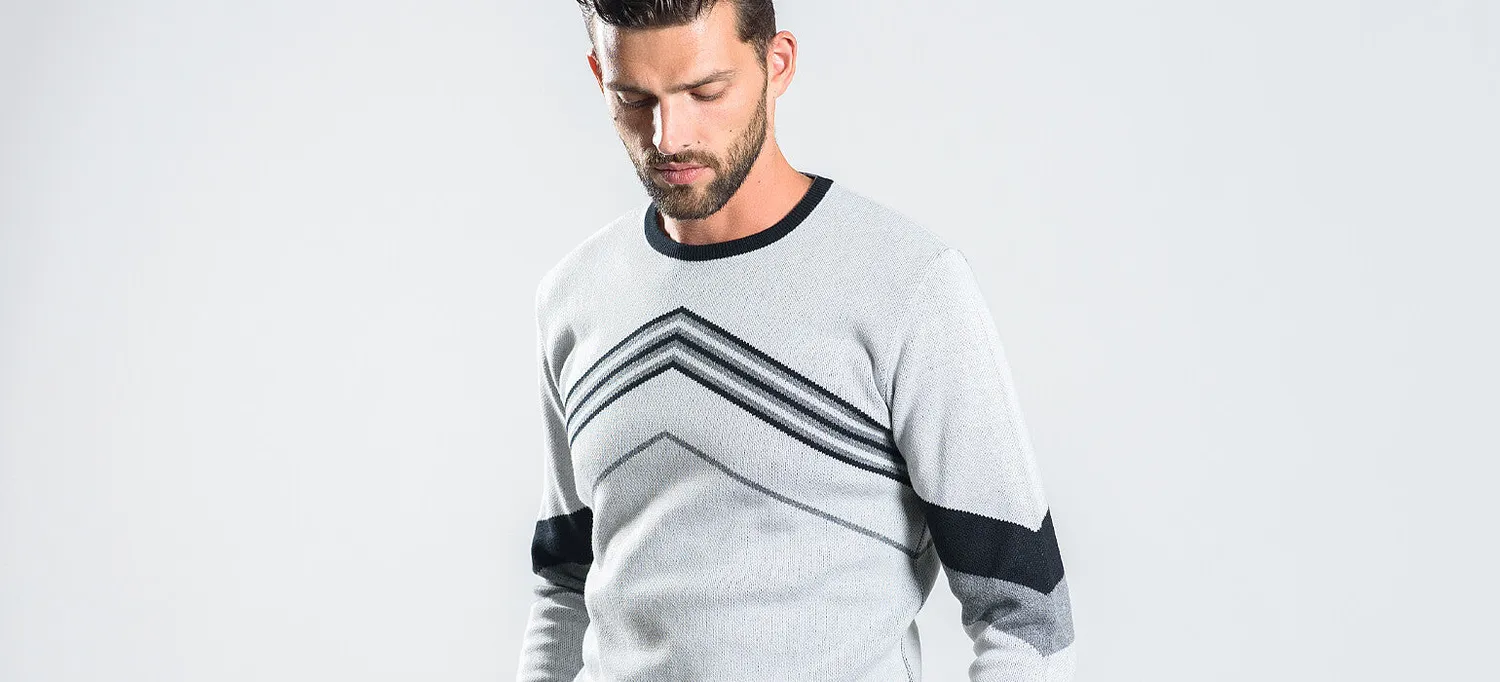 Alain Delon pullover cotone grigio collo tondo