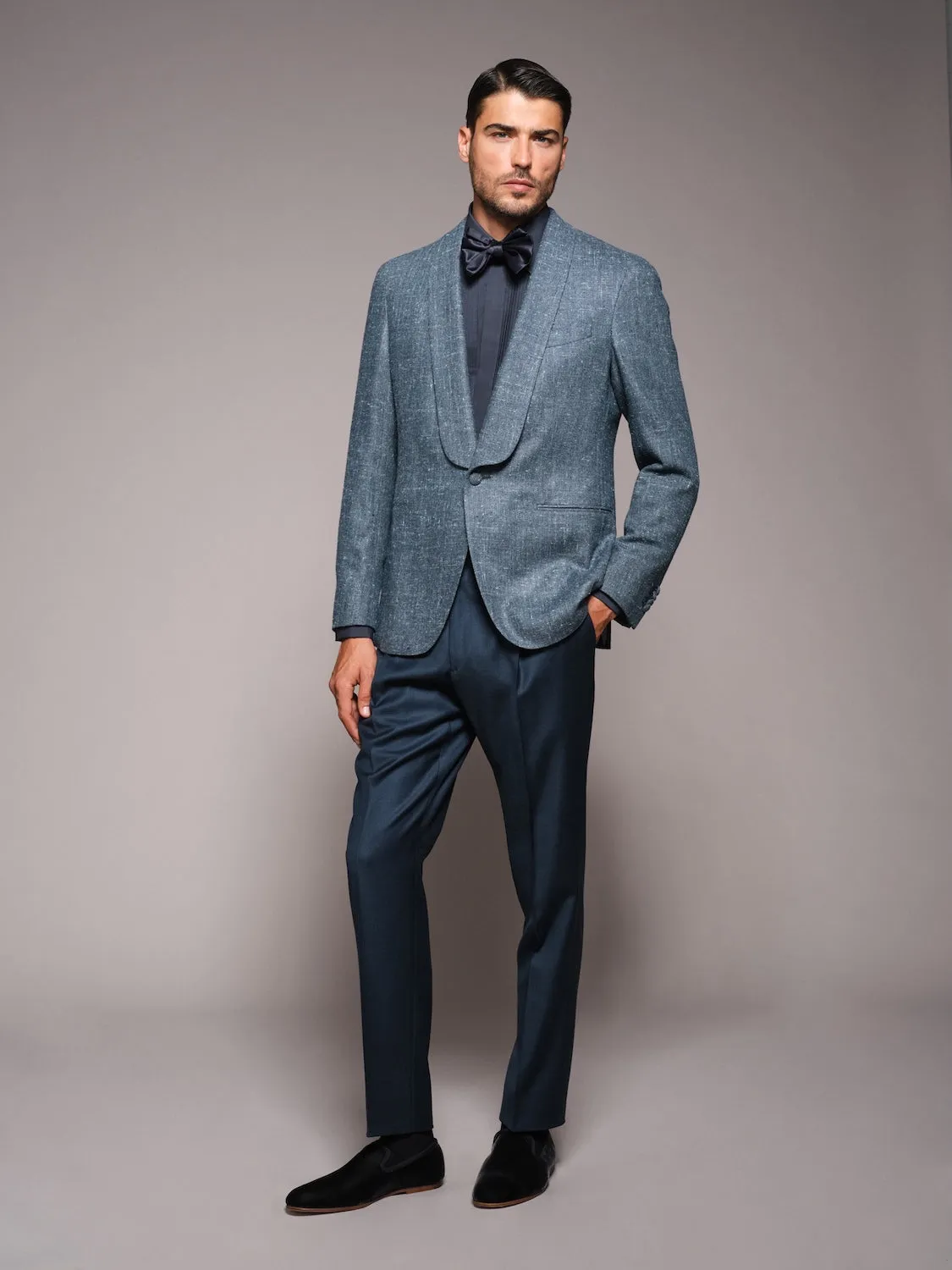 Caruso pantalone regular fit lana blu